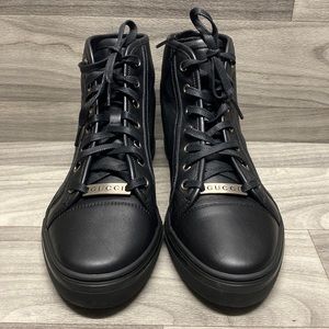 Gucci Black Calfskin Miro Soft High Top Sneakers
